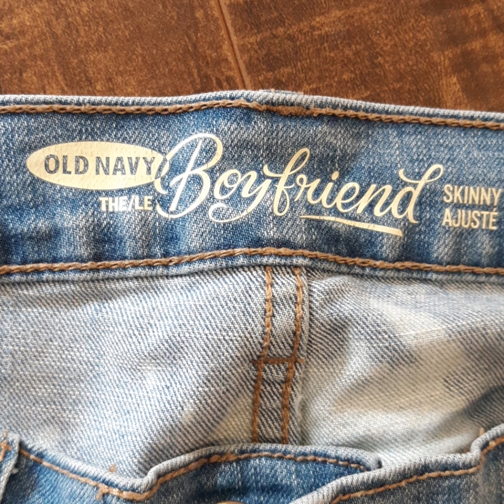 Old navy, low rise, bleach wash jeans